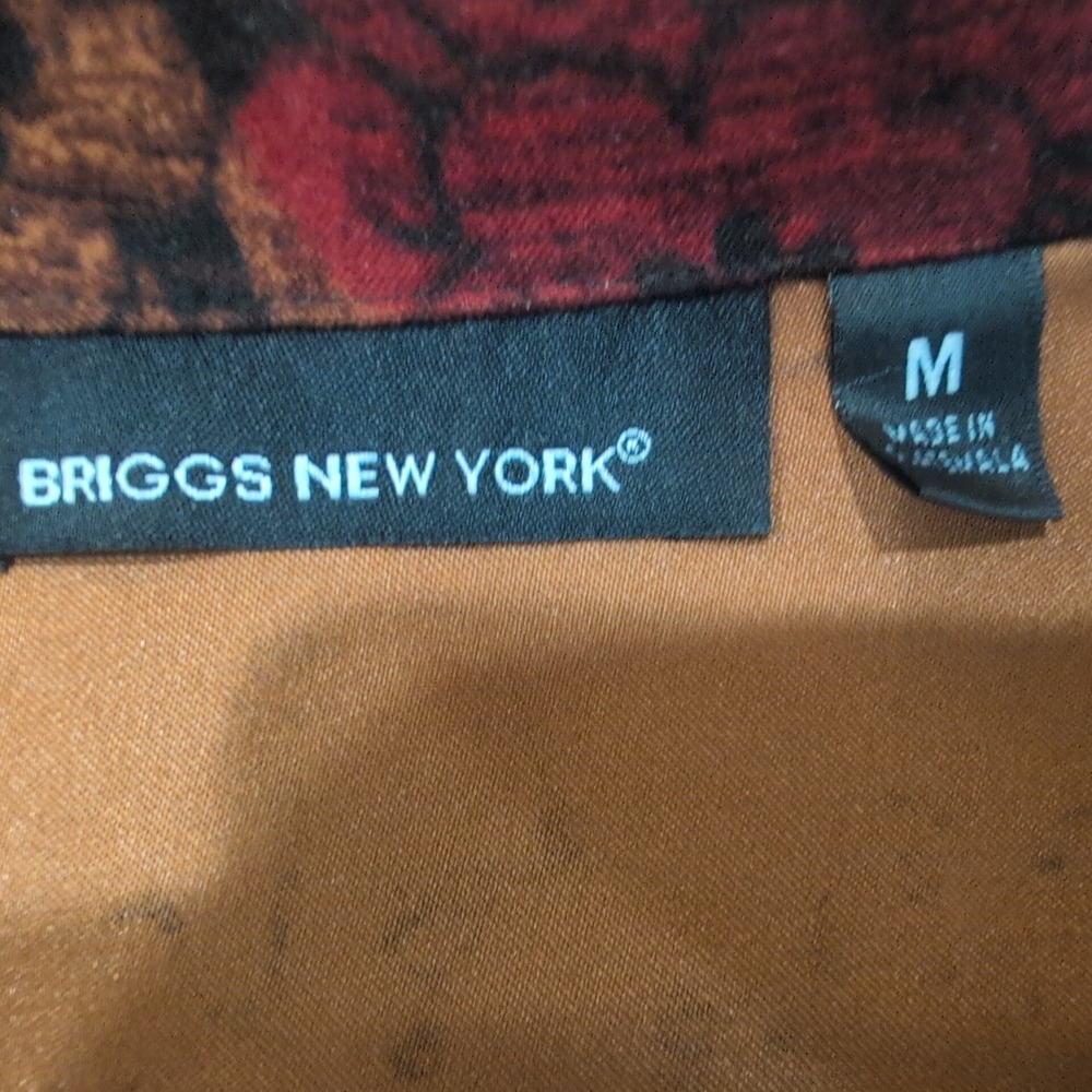 Briggs New York Floral Tapestry Blazer Jacket Size Medium Red Brown Career - Picture 5 of 6